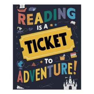 Lezen is een ticket voor avontuur Glossy Poster