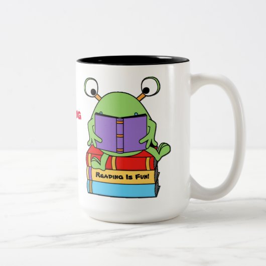 Lezen is een vlot boek dat Alien-Mok laadt Tweekleurige Koffiemok (Rechts)