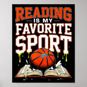Lezen is favoriete sport grappige basketbal drip poster