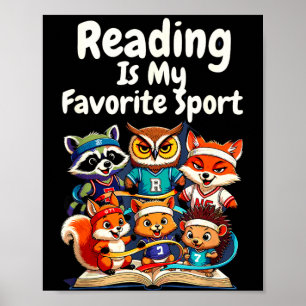 Lezen is favoriete sport grappige lieve dieren poster