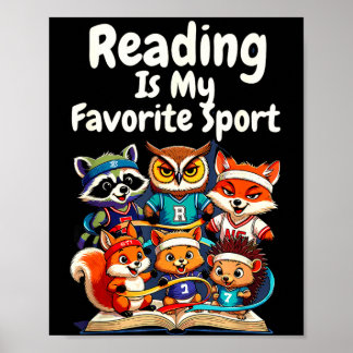 Lezen is favoriete sport grappige lieve dieren poster