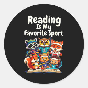 Lezen is favoriete sport grappige schattige dieren ronde sticker