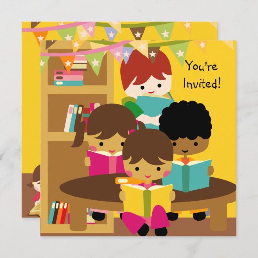 Lezen is Fun Birthday Invitation Kaart (Voorkant / Achterkant)