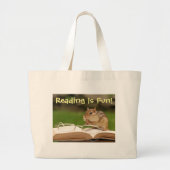 Lezen is Fun Chipmunk Bookbag Grote Tote Bag (Voorkant)