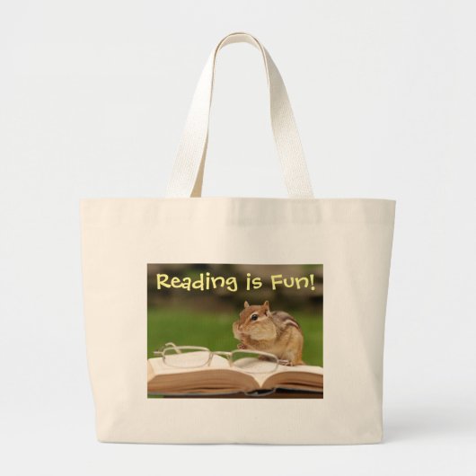 Lezen is Fun Chipmunk Bookbag Grote Tote Bag (Voorkant)