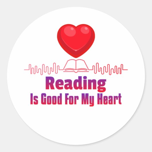 Lezen is goed voor mijn hart ronde sticker (Voorkant)