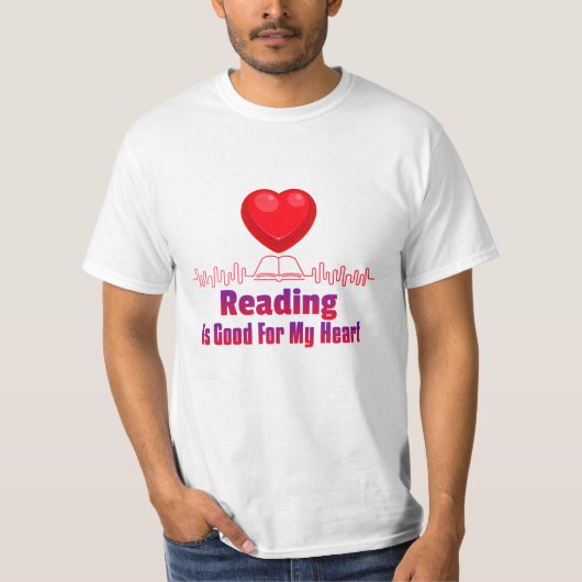 Lezen is goed voor mijn hart t-shirt (Voorkant)