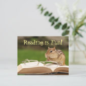 Lezen is leuk! Chipmunk Briefkaart (Staand voorkant)