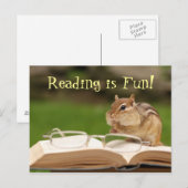 Lezen is leuk! Chipmunk Briefkaart (Voorkant / Achterkant)