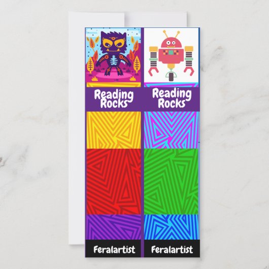 Lezen is leuk, kat, robot bladwijzer kaart (Achterkant)