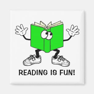 "Lezen is leuk!" Koelkast magneet VIERKANT