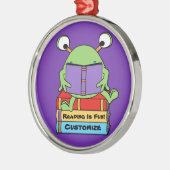 Lezen is leuk schattig boek liefdevolle alien metalen ornament (Links)