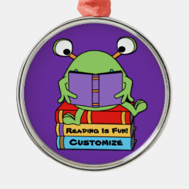 Lezen is leuk schattig boek liefdevolle alien metalen ornament