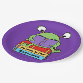 Lezen is leuk schattig boek liefdevolle alien papieren bordje