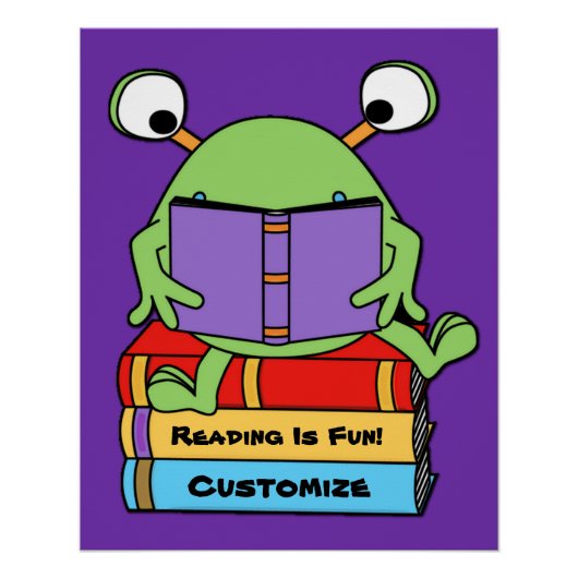 Lezen is leuk schattig boek liefdevolle alien perfect poster (Voorkant)