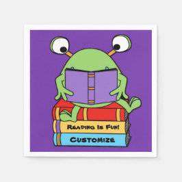 Lezen is leuk schattig boek liefdevolle alien servet