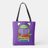 Lezen is leuk schattig boek liefdevolle alien tote bag (Achterkant)