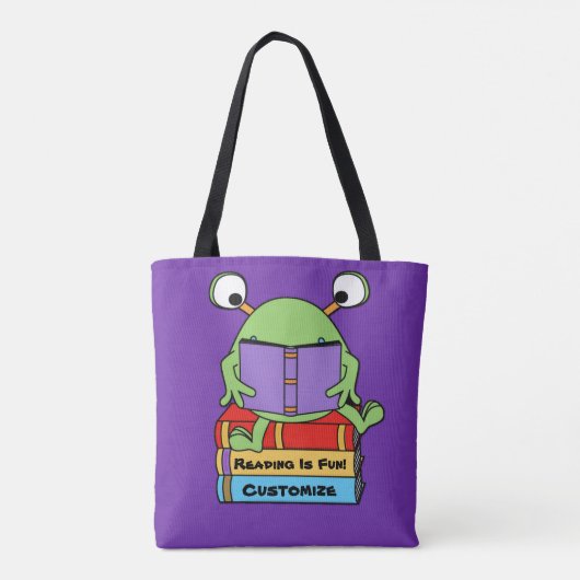 Lezen is leuk schattig boek liefdevolle alien tote bag (Achterkant)
