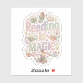 Lezen is magie - knus boekenliefhebber leest sticker