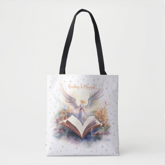 Lezen is magisch sneeuwvlokontwerp tote bag (Voorkant)