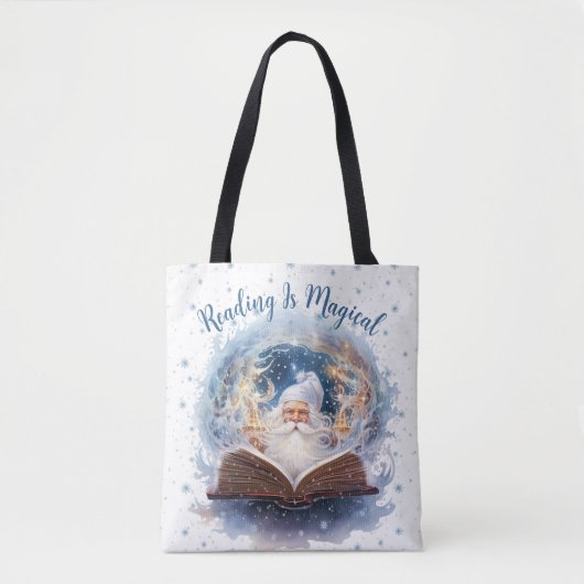 Lezen is magisch sneeuwvlokontwerp tote bag (Voorkant)