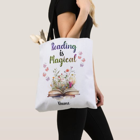 Lezen is Magische Boek Liefhebbers Quote Trendy Wh Tote Bag (Dichtbij)