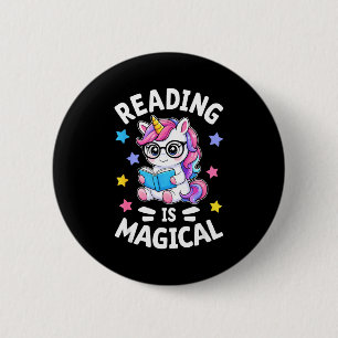 Lezen is magische schattige eenhoorn bibliothecari ronde button 5,7 cm