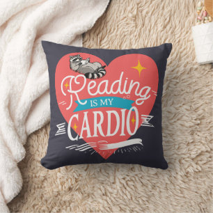 Lezen is mijn cardio rode hart wasbeer kussen