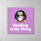 Lezen is mijn ding Pinguïn Grappig Lezen Canvas Afdruk (Voorkant)