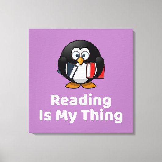 Lezen is mijn ding Pinguïn Grappig Lezen Canvas Afdruk (Voorkant)
