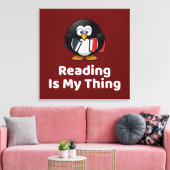 Lezen is mijn ding Pinguïn Grappig Lezen Canvas Afdruk (Insitu (Woonkamer))