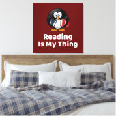 Lezen is mijn ding Pinguïn Grappig Lezen Canvas Afdruk (Insitu (Slaapkamer))