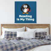 Lezen is mijn ding Pinguïn Grappig Lezen Canvas Afdruk (Insitu (Slaapkamer))