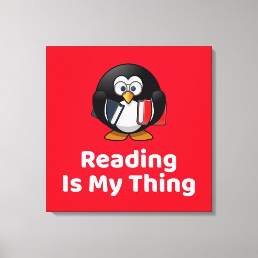 Lezen is mijn ding Pinguïn Grappig Lezen Canvas Afdruk (Voorkant)