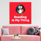 Lezen is mijn ding Pinguïn Grappig Lezen Canvas Afdruk (Insitu (Woonkamer))