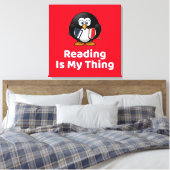 Lezen is mijn ding Pinguïn Grappig Lezen Canvas Afdruk (Insitu (Slaapkamer))
