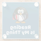 Lezen is mijn ding Pinguïn Grappig Lezen Glazen Onderzetter (Achterkant)