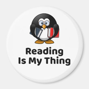 Lezen is mijn ding Pinguïn Grappig Lezen Magneet