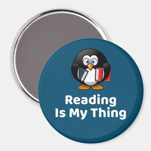 Lezen is mijn ding Pinguïn Grappig Lezen Magneet (Voorkant / Achterkant)
