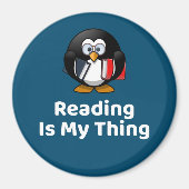 Lezen is mijn ding Pinguïn Grappig Lezen Magneet (Voorkant)