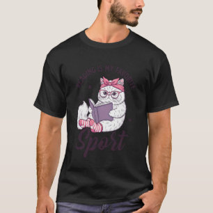 Lezen is mijn favoriete sport Grappige spreuk Kat T-shirt
