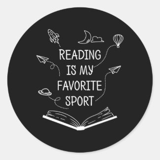 Lezen is mijn favoriete sport lees boekenworm boek ronde sticker