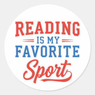 Lezen is mijn favoriete sport ronde sticker