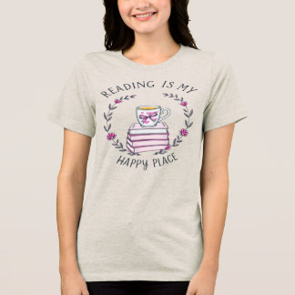 Lezen Is Mijn Gelukkige Plek Boek Liefhebber T-Shi Tri-Blend Shirt