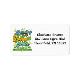 Lezen is mijn gelukkige plek Kleurrijke adreslabel Etiket