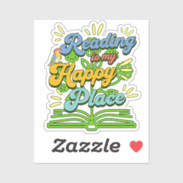Lezen is Mijn Gelukkige Plek Kleurrijke Vinyl Stic Sticker