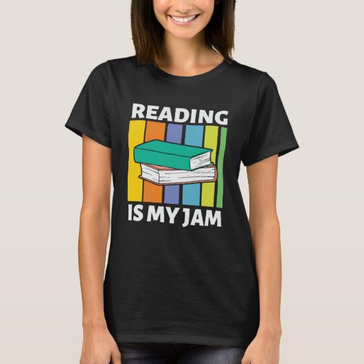 Lezen is Mijn Jam Retro Boekenworm Bibliotheek Eng T-shirt (Voorkant)