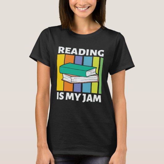Lezen is Mijn Jam Retro Boekenworm Bibliotheek Eng T-shirt (Voorkant)