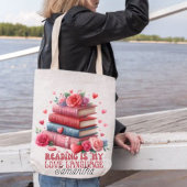 Lezen is mijn liefdestaal, boekenliefhebber tote bag