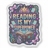 Lezen is mijn superkracht - fantasy fictie sticker (Voorkant)